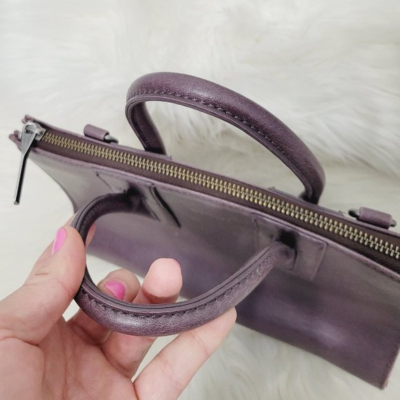 Matt & Nat Purple Dual Handle Satchel Bag Structured Zip Top Recycled Bottles - Picture 3 of 12